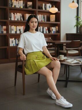 NWT Retro Look Hang Ten Green Corduroy Pleated Mini Skirt Size Small